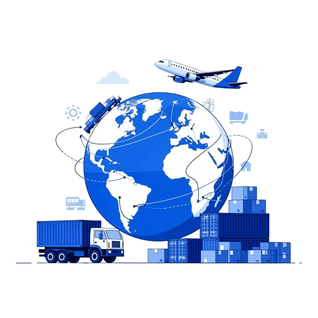 Global logistics and shipping illustration