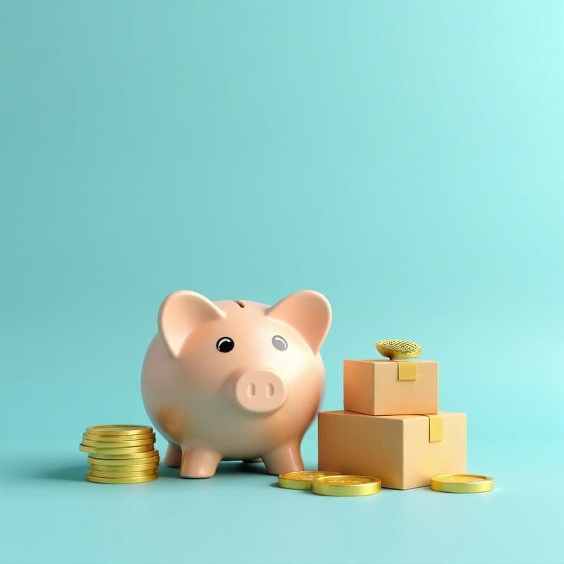 3D illustration of money-saving with coins and shipping